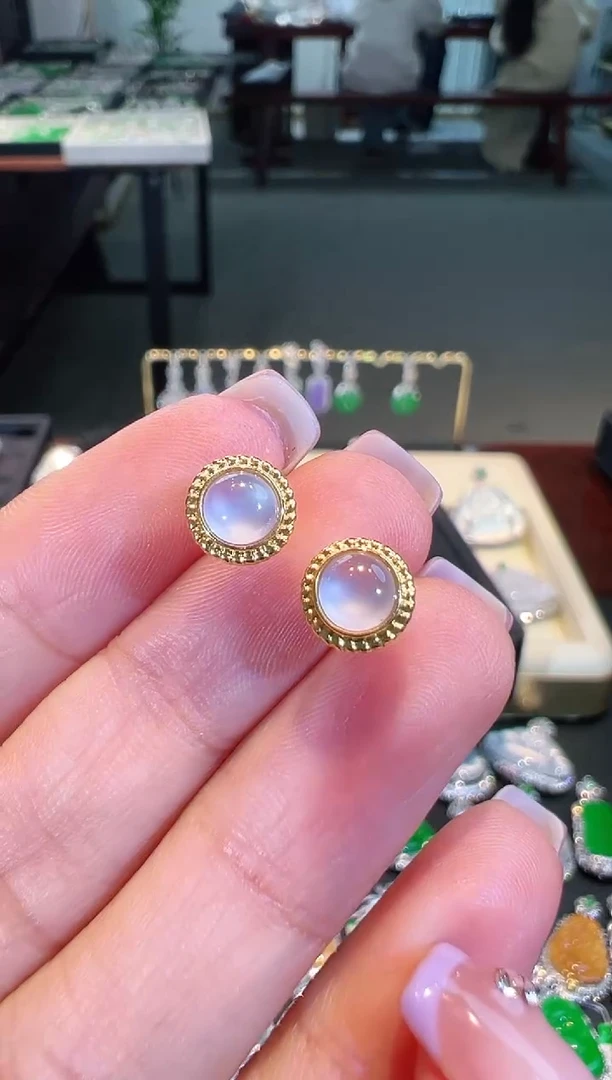 【闪购商品】翡翠耳饰18K金镶嵌翡翠