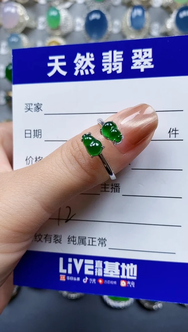 翡翠戒指银S925镶嵌0012