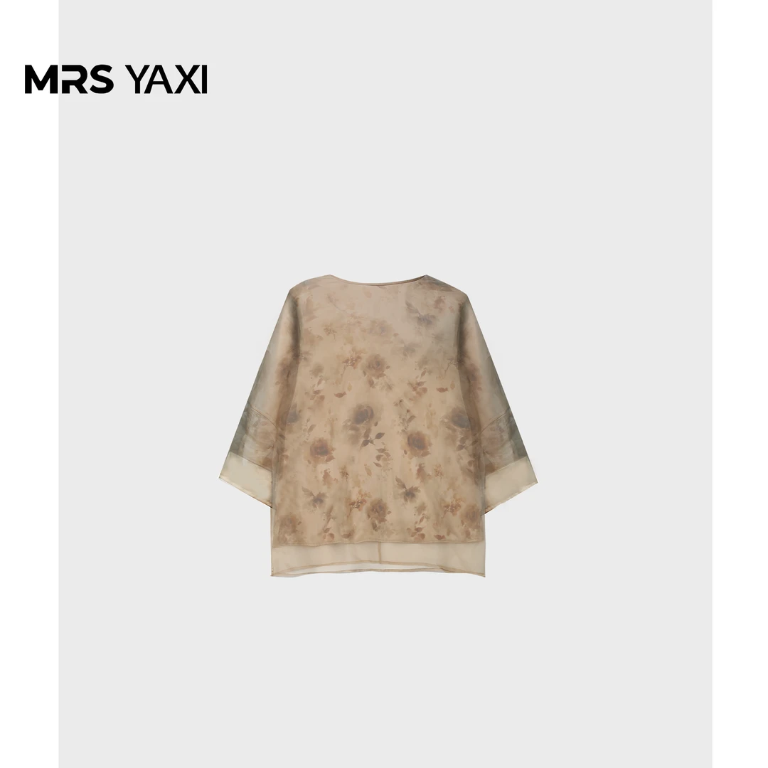 Mrsyaxi真丝欧根纱新中式上衣YX5040402