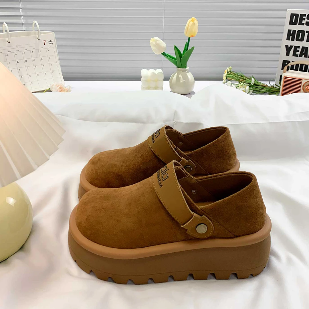 松糕厚底增高两穿全包勃肯鞋一脚蹬单鞋女2025新款秋季博肯乐福鞋