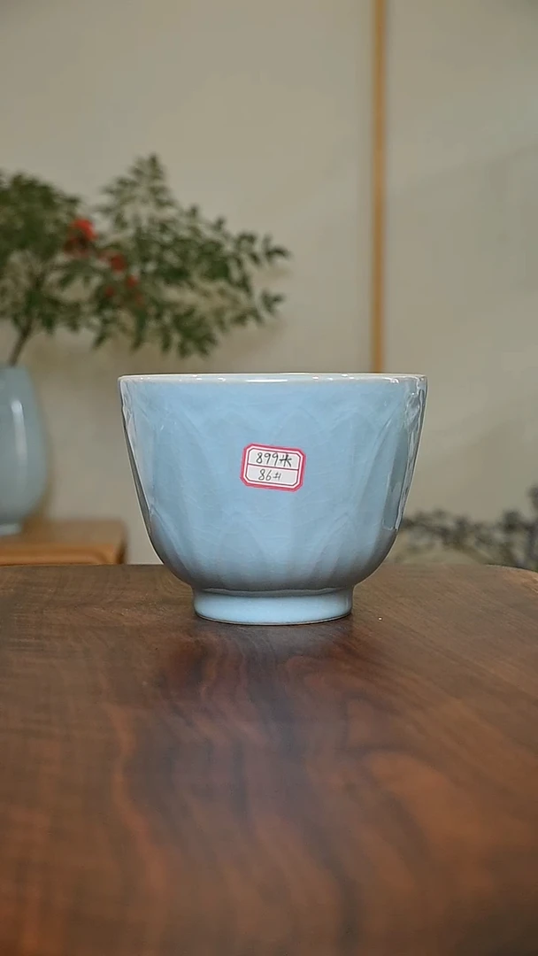 86#莲花缸 天青 微瑕 朱家汝窑款