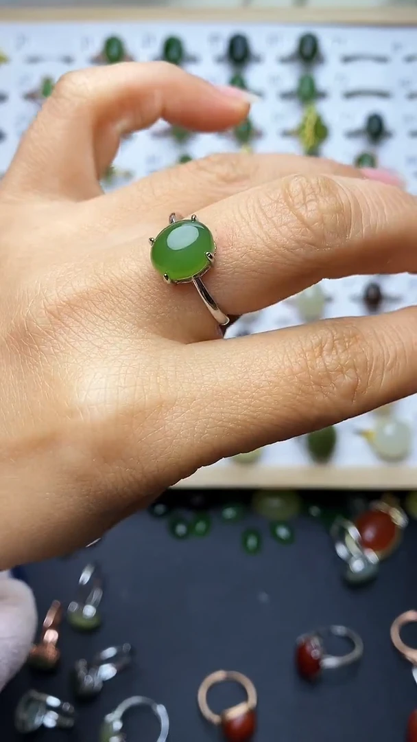 【闪购商品】和田玉戒指银S925镶嵌1