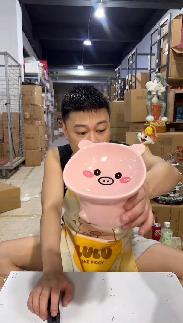 瓷片陶瓷小猪猫碗