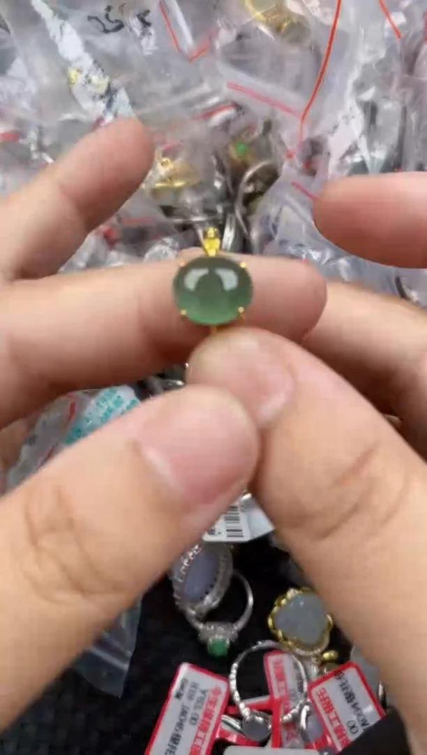 银S925镶嵌戒指翡翠12   4
