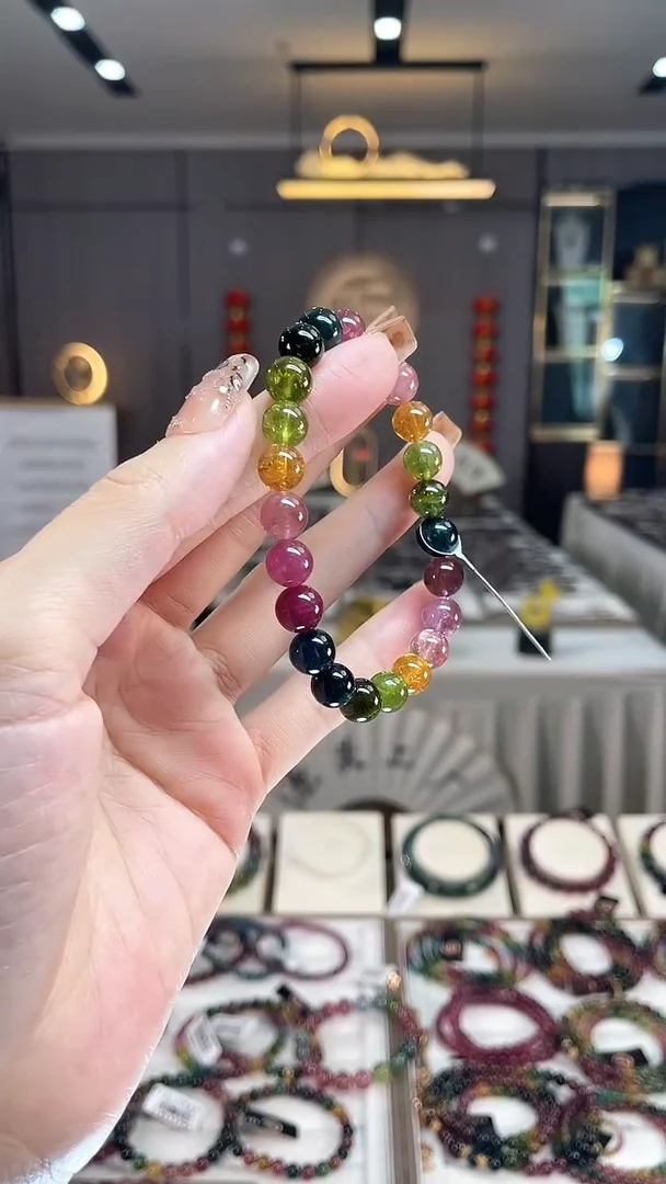 未镶嵌老矿碧玺彩虹单圈手串8mm+碧玺dan多样性发货一条