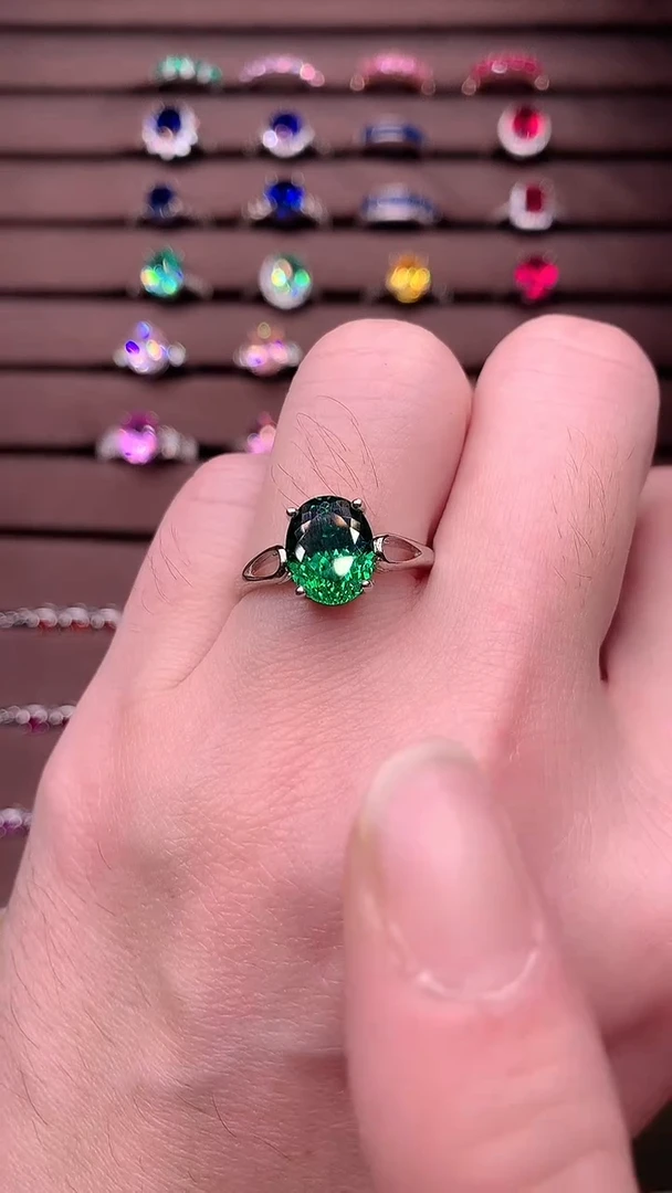 碧玺戒指银S925镶嵌......