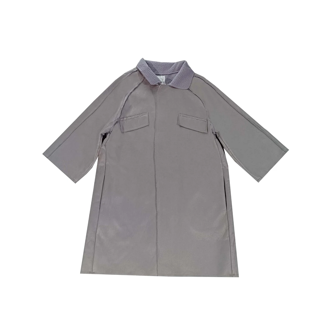 2516【孤品不退不换】灰色宽松长款羔绒外套63-3 57-1