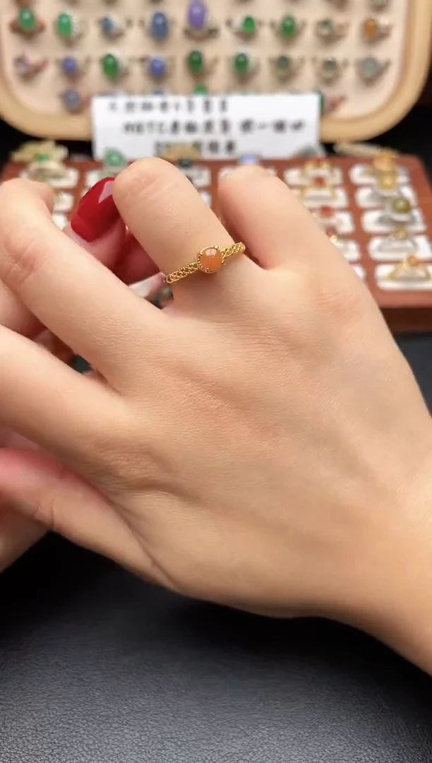 银S925镶嵌戒指翡翠一物一证一礼盒