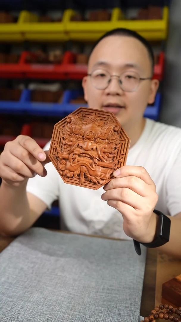 枣木雷击枣木吞口大号摆件满水波