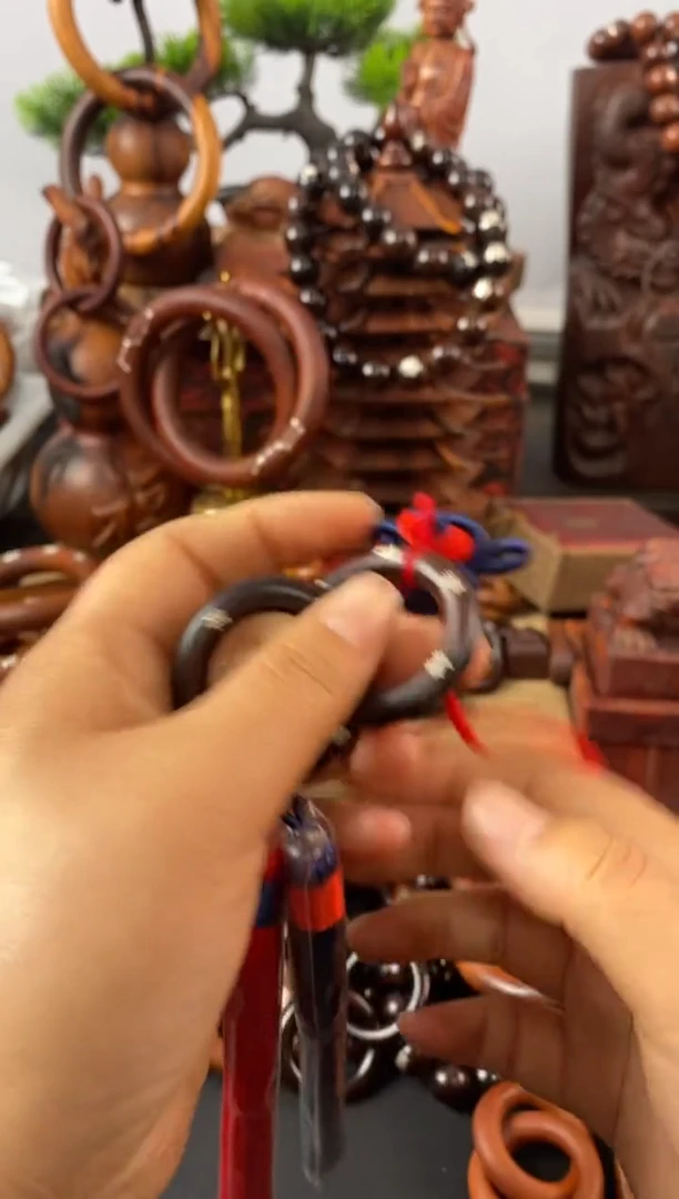 【闪购商品】木枣木玉化小乾坤圈镶银百无禁忌车挂一物一拍