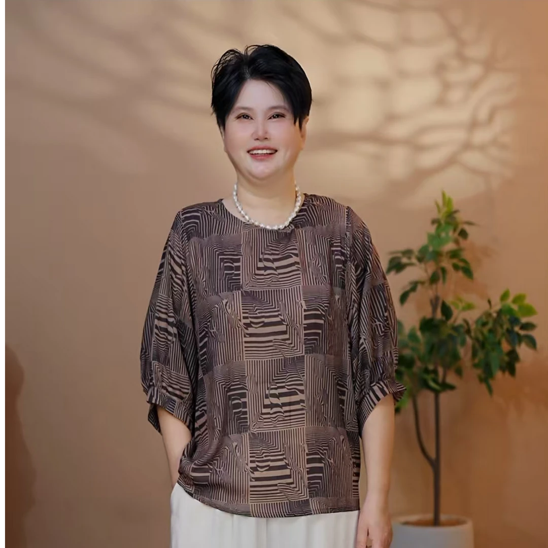 夏季新款时尚气质显瘦百搭衬衫洋气妈妈-122