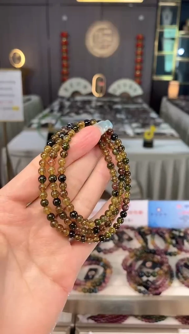 未镶嵌老矿碧玺三圈手串4mm+碧玺多样性发一条mz