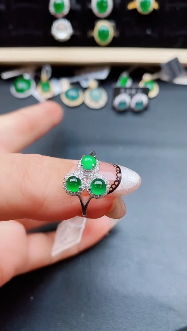 翡翠戒指银S925镶嵌508550