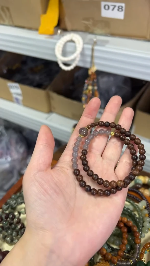 【闪购商品】苏木（金丝檀）手串未镶嵌金丝檀木玛瑙设计款双圈[0808
