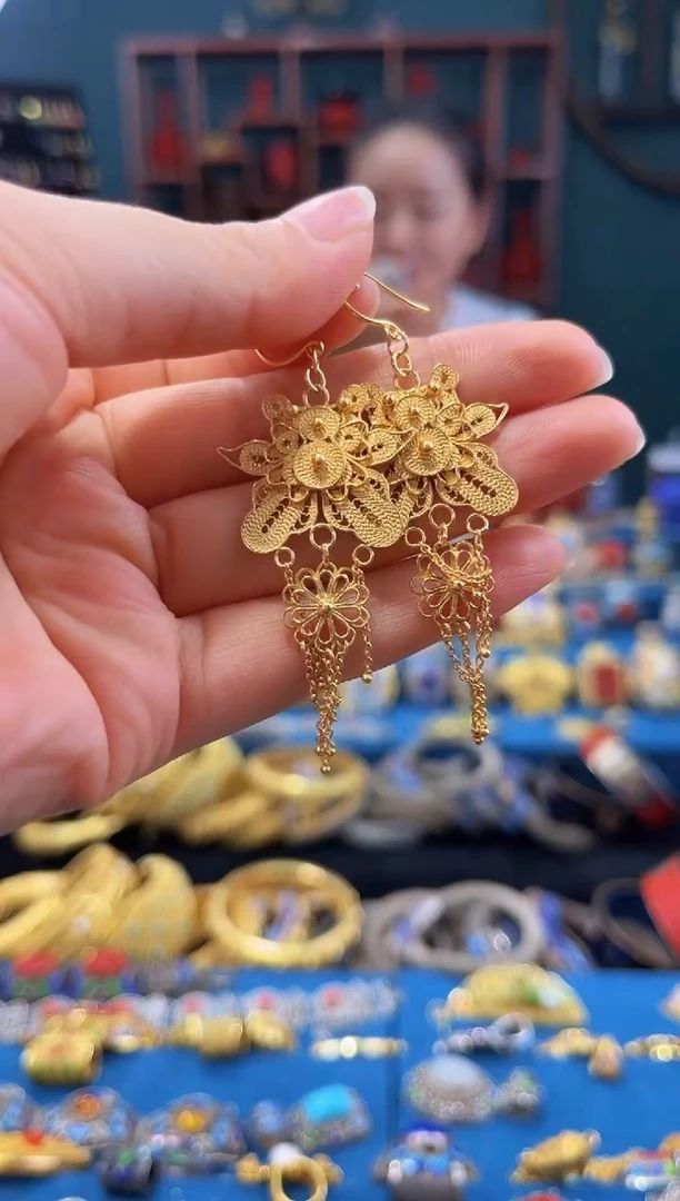 非遗技艺 花丝流苏耳饰