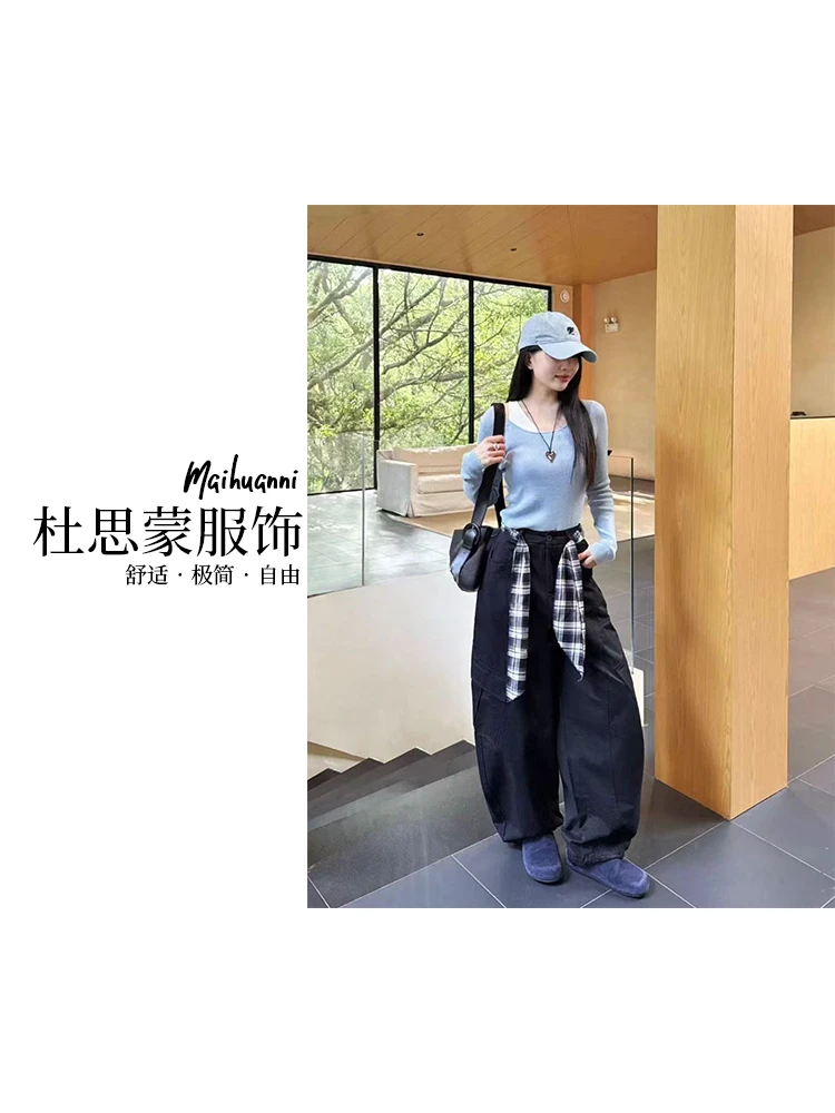 （杜思蒙服饰）QW360-【宝藏衣橱】韩版时尚百搭宽松休闲工装裤