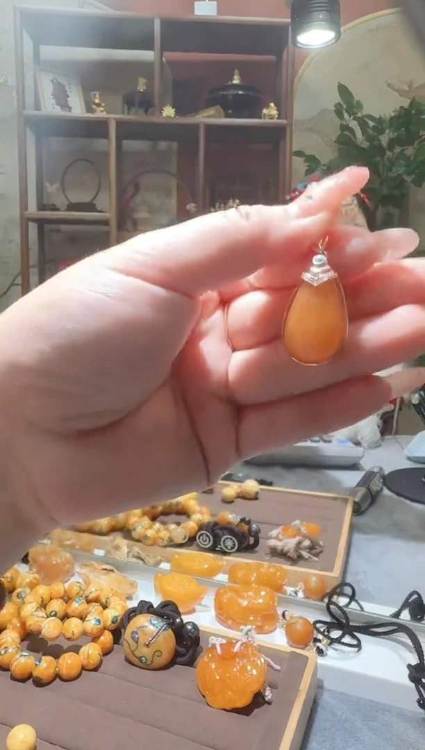 蜜蜡颈饰银S925镶嵌43天然蜜蜡珠宝奇石全都保真