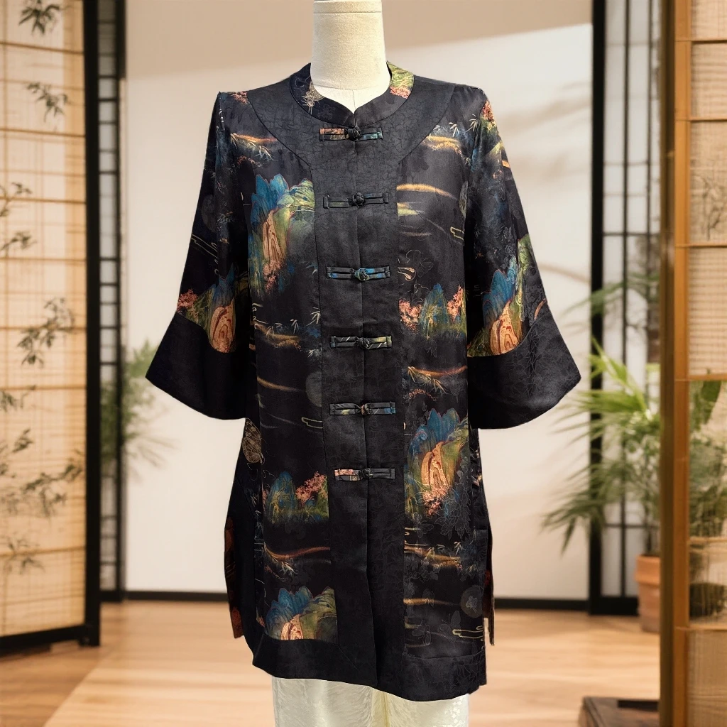 520【金姐专属】新款千里江山复古重磅中长款提花气质风衣