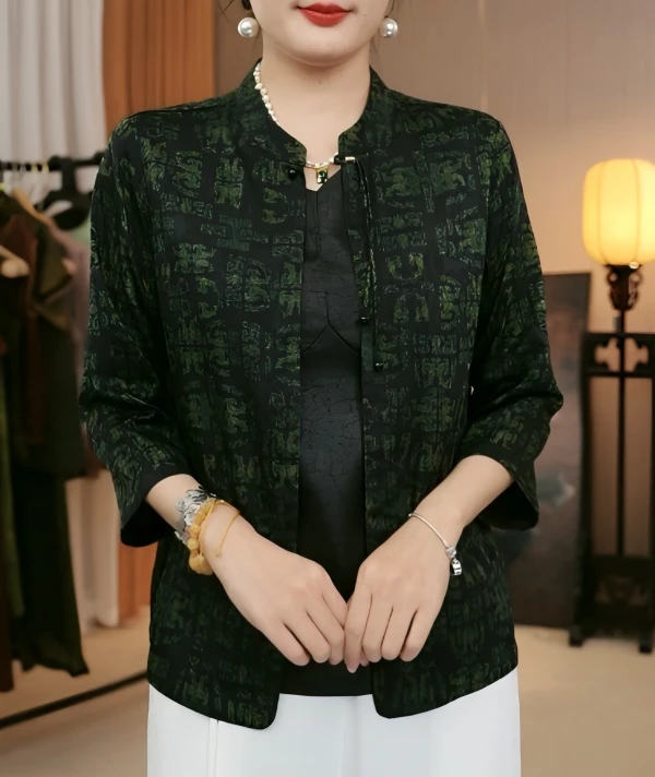 典藏老料冠乐绉立体压花百搭双面穿外套XXL1199