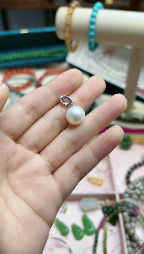 【闪购商品】淡水珍珠挂件银S925镶嵌珍珠12mm吊坠*1 ZD赠链