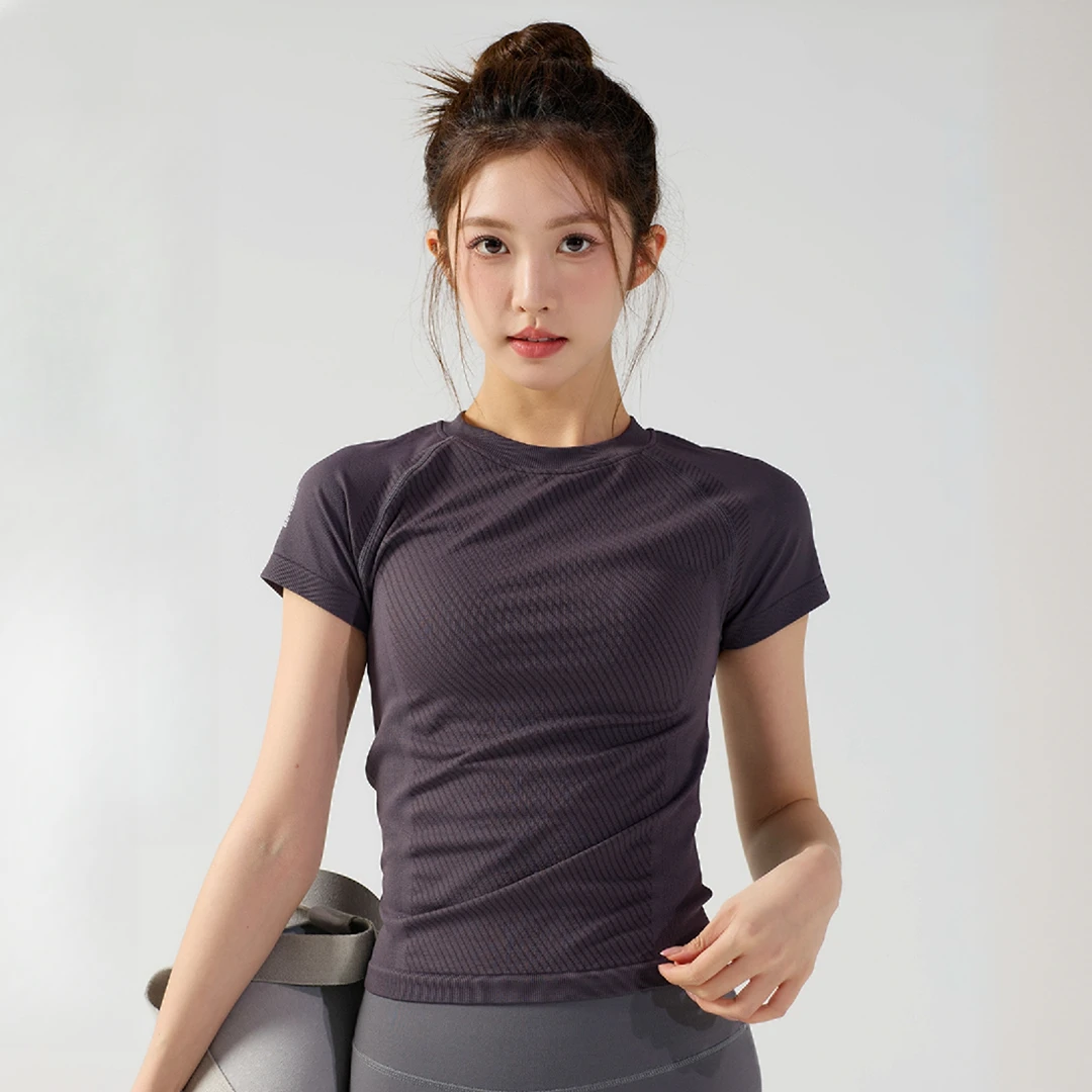 夏季晨跑显瘦运动短袖紧身透气专业瑜伽服跑步健身瑜伽服上衣