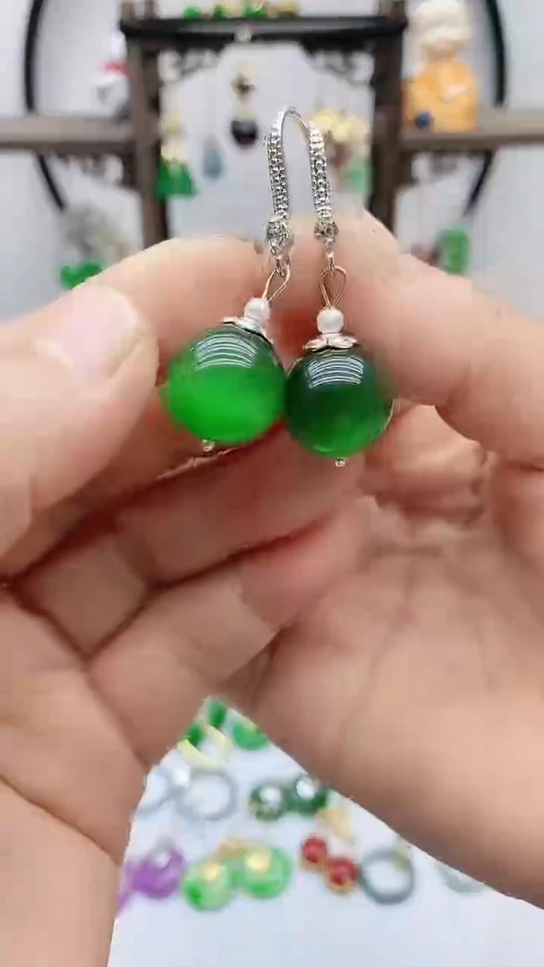 未镶嵌变石猫眼耳饰005