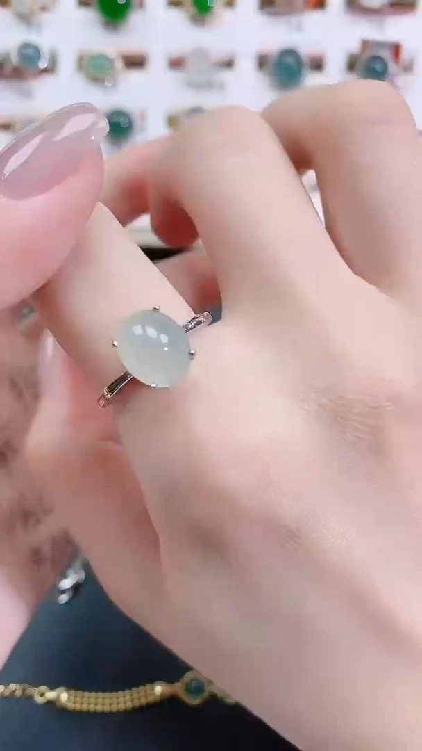 银S925镶嵌戒指翡翠天然翡翠