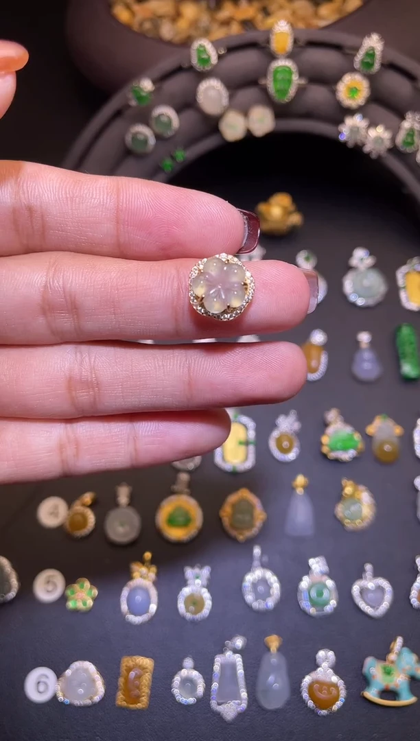 吊坠(不含链)银S925镶嵌翡翠1