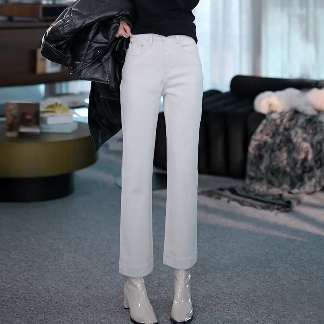 溶溶【比例神器】RONGRONG高腰修饰腰线拉长比例微喇牛仔裤9128RR-2