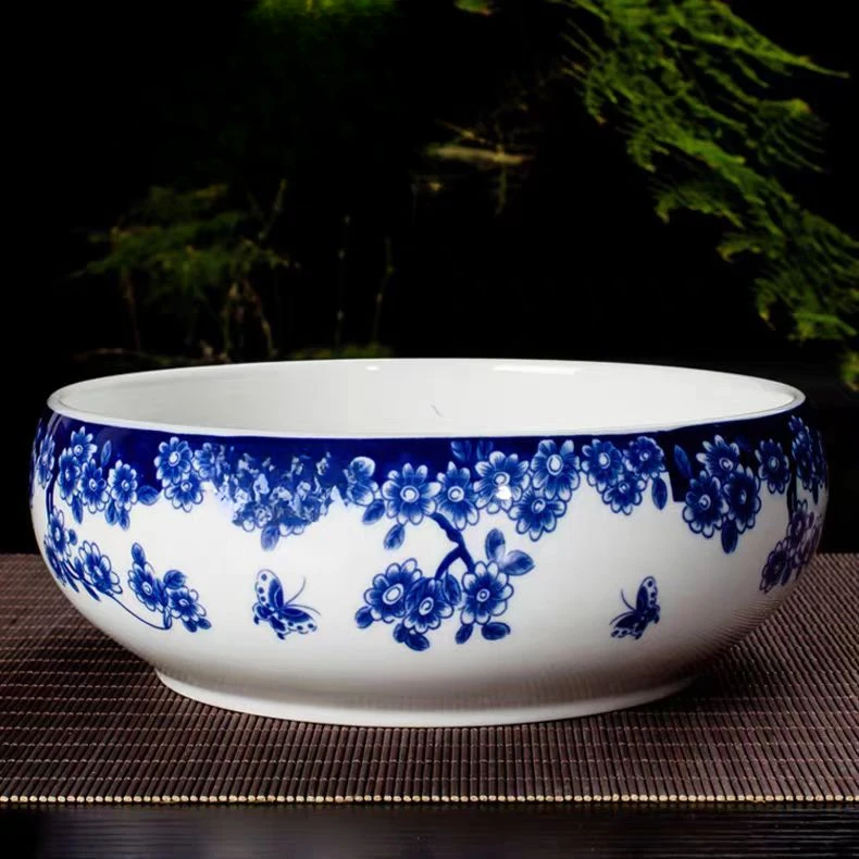 大号青花瓷白瓷茶洗茶缸3169家用陶瓷