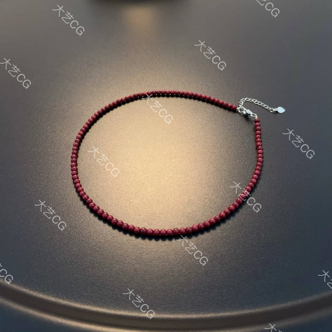 钛钢琉璃项链 红色小米珠项链新中式国风串珠百搭叠戴NEGlc 0542