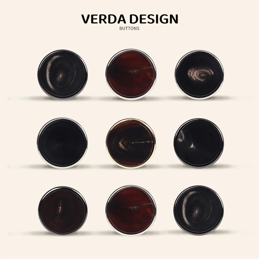 墨釉珍扣天然牛角纹理圆形金属边框高档精致羊绒西装大衣纽扣