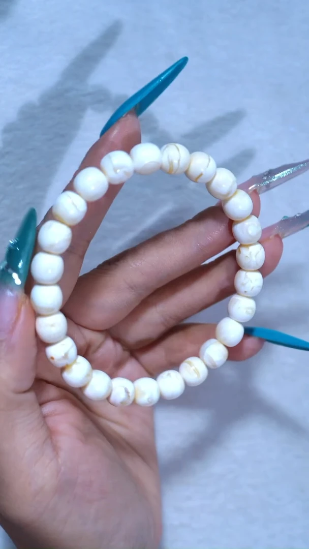 手链琥珀未镶嵌典藏级8.5mm漆瓷白溶洞妖孽天花板