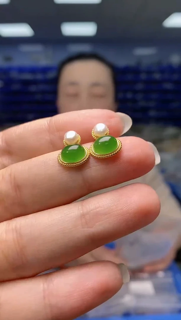 【闪购商品】和田玉耳饰银S925镶嵌  K2350