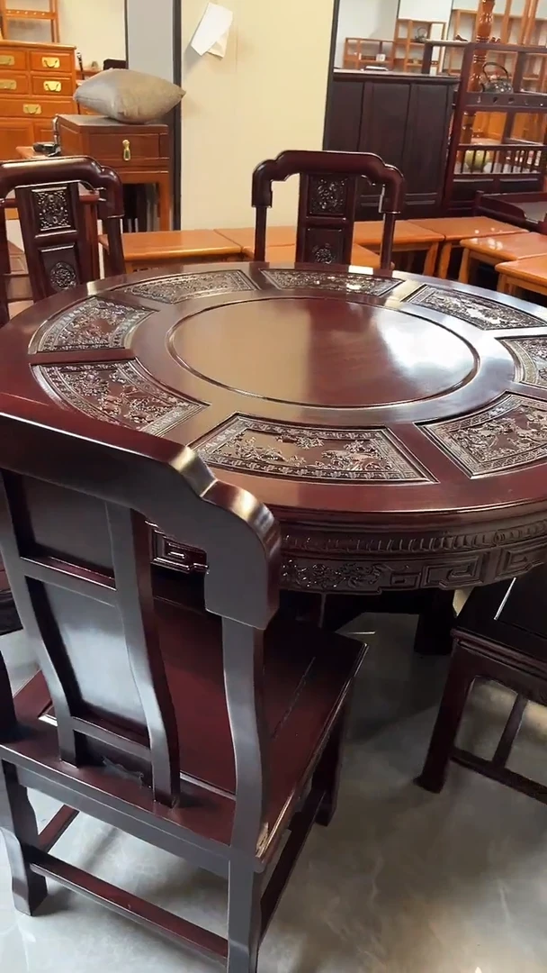 红酸枝木类家具1.28国色天香一桌六椅