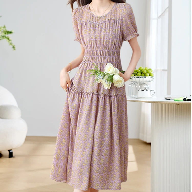 雪纺连衣裙女夏2025夏季新款气质今年流行爆款高级感小个子裙子