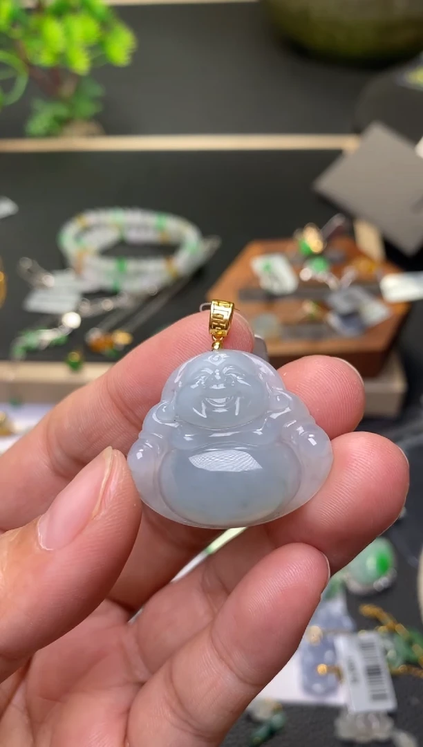 颈饰18K金镶嵌翡翠净货40855