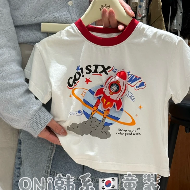 男童洋气短袖火箭立体2025新款夏季潮T恤