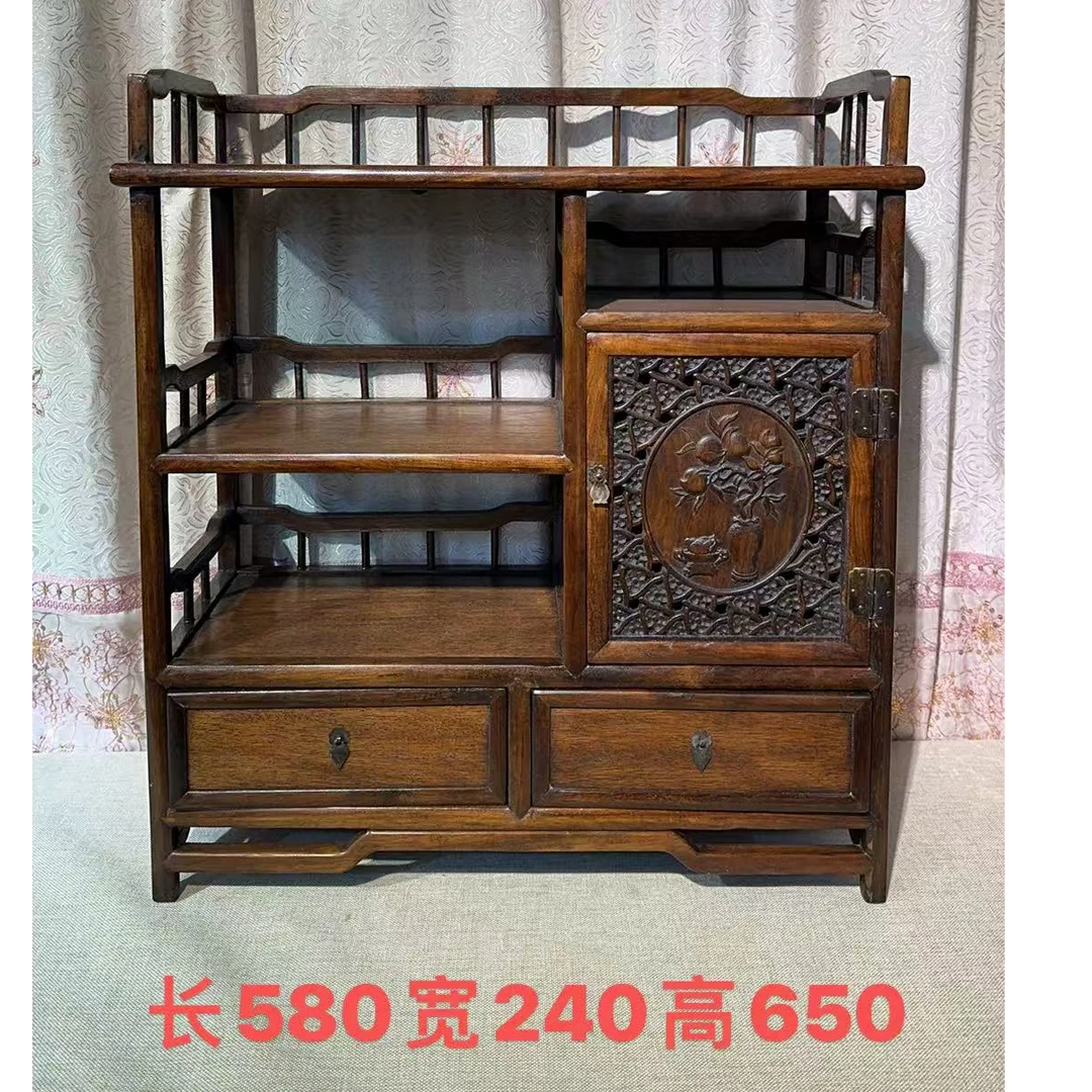 花梨木  双抽 一门  多层  茶水架