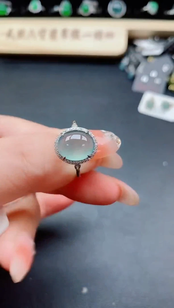 银S925镶嵌戒指翡翠1