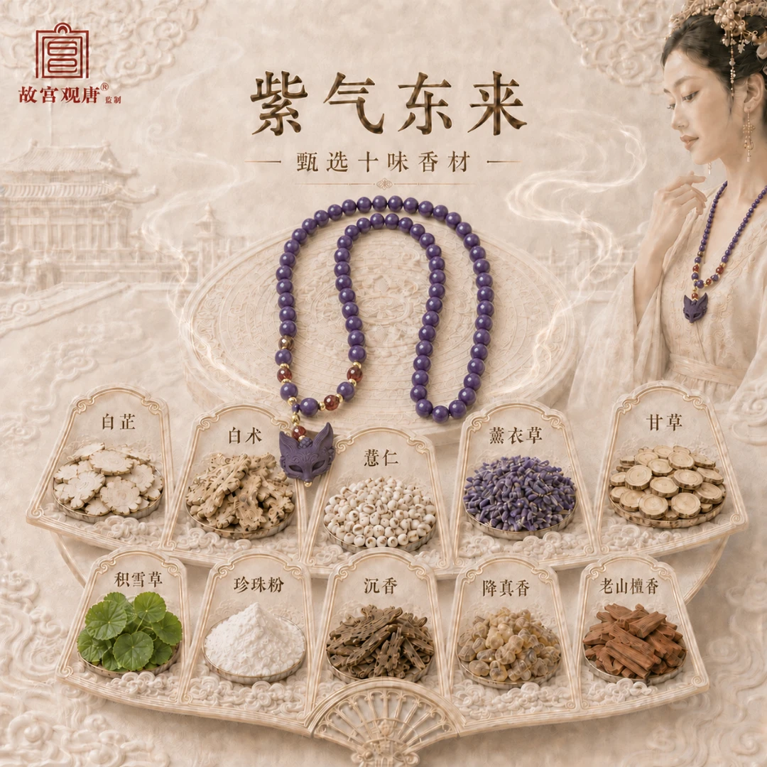 官方正品·故宫观唐[紫气东来]脖挂合香珠串宫廷御制正统古方