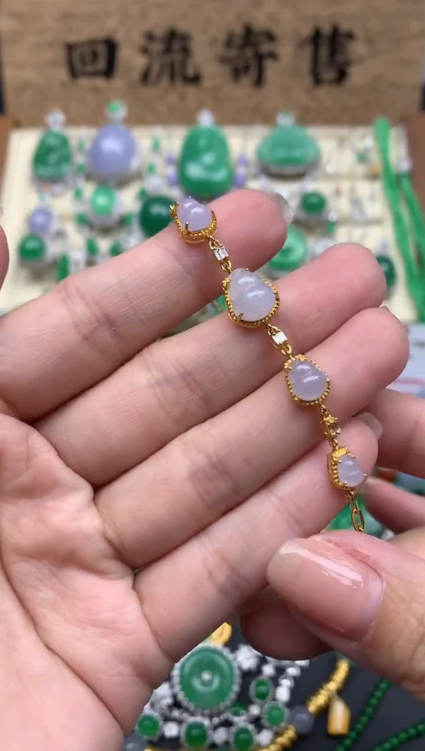 【闪购商品】翡翠手串18K金镶嵌377-中国好珍宝
