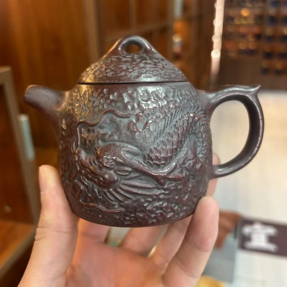 隐龙秦权高温石红紫砂壶