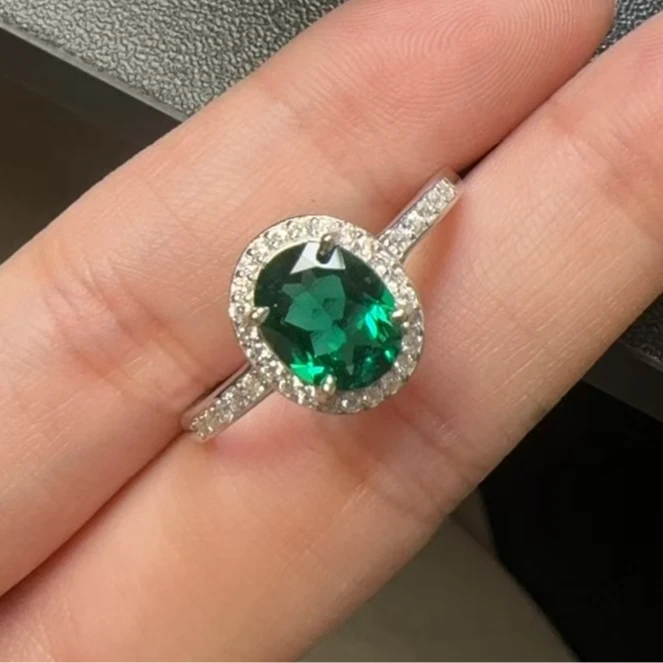 合金合成锆石戒指 气质时尚-精工合金培育戒指455