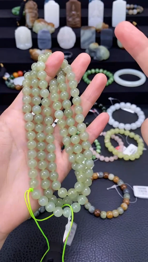 未镶嵌和田玉挂件8mm晴水圆珠108