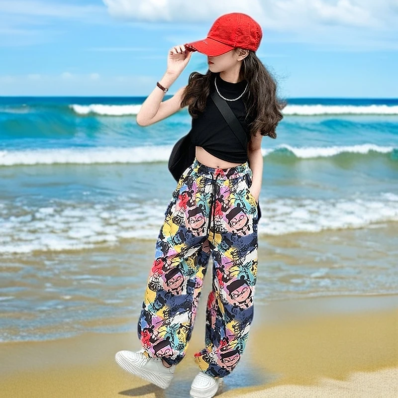 女童套装夏季新款中大童无袖背心防蚊裤两件套女孩洋气薄款夏装潮