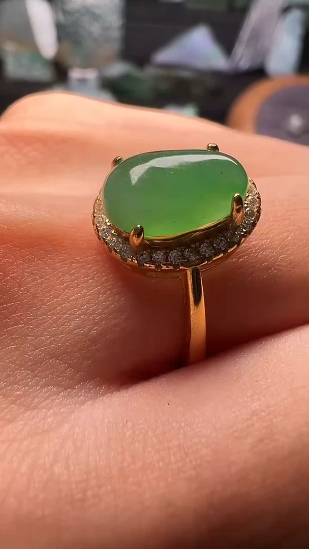 银S925镶嵌定制翡翠天然缅甸A货翡翠