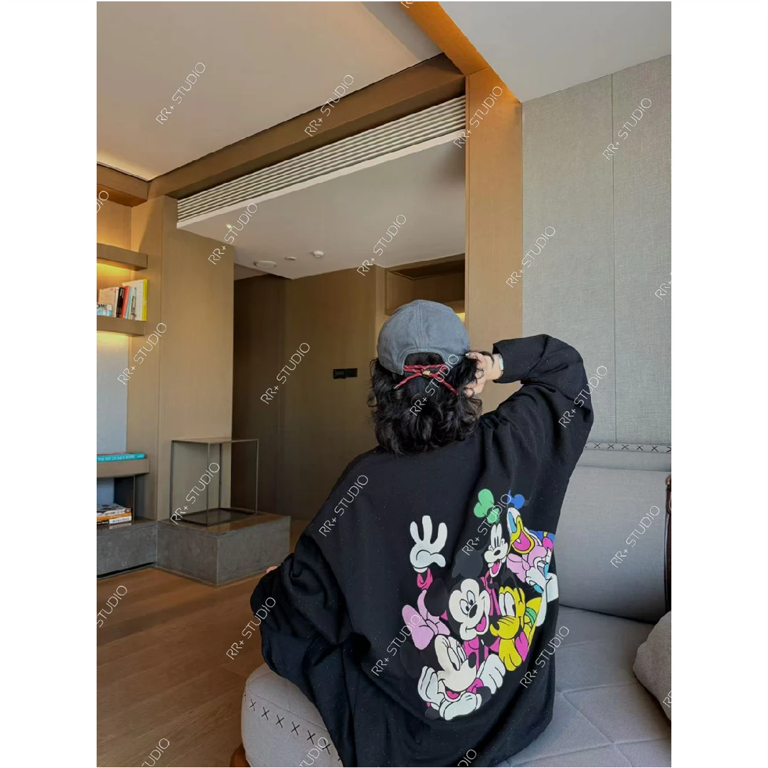 23080繁星点点慵懒减龄卡通印花长袖T恤女宽松百搭时尚上衣