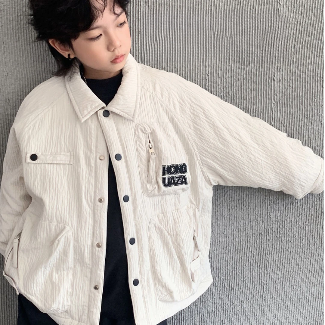 【Hk潮牌痞帅外套】男女童秋季款时尚简潮休闲棉外套21295