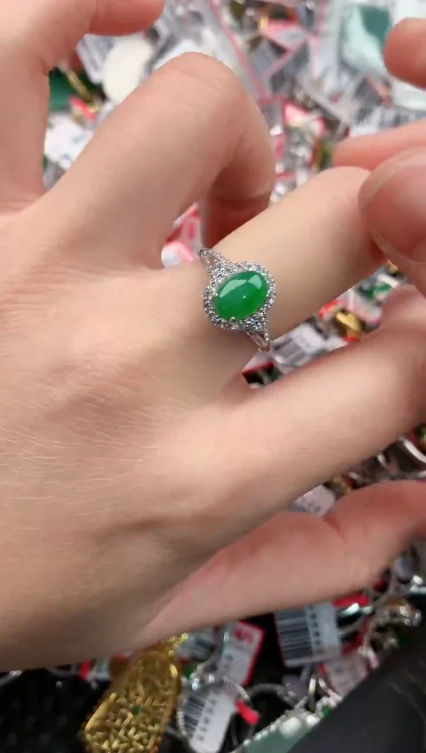 银S925镶嵌戒指翡翠222                61